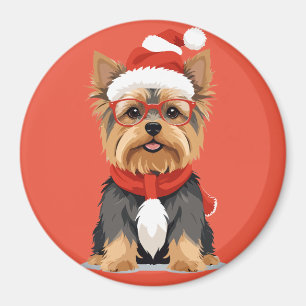 Imán Yorkshire Terrier In Santa Costume Adorable Funny