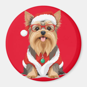 Imán Yorkshire Terrier In Santa Costume Adorable Funny
