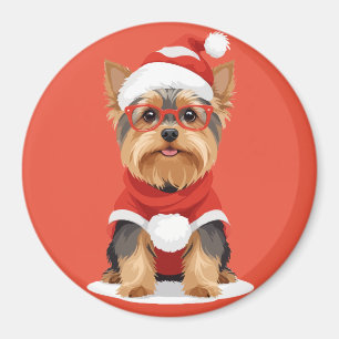 Imán Yorkshire Terrier In Santa Costume Adorable Funny