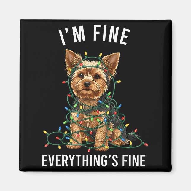 Imán Yorkshire Terrier Navidad Estoy Bien Todo Está (Frente)