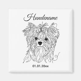 Imán Yorkshire Terrier one line art customizable dog