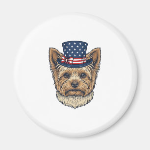 Imán Yorkshire Terrier Patriótico Vintage