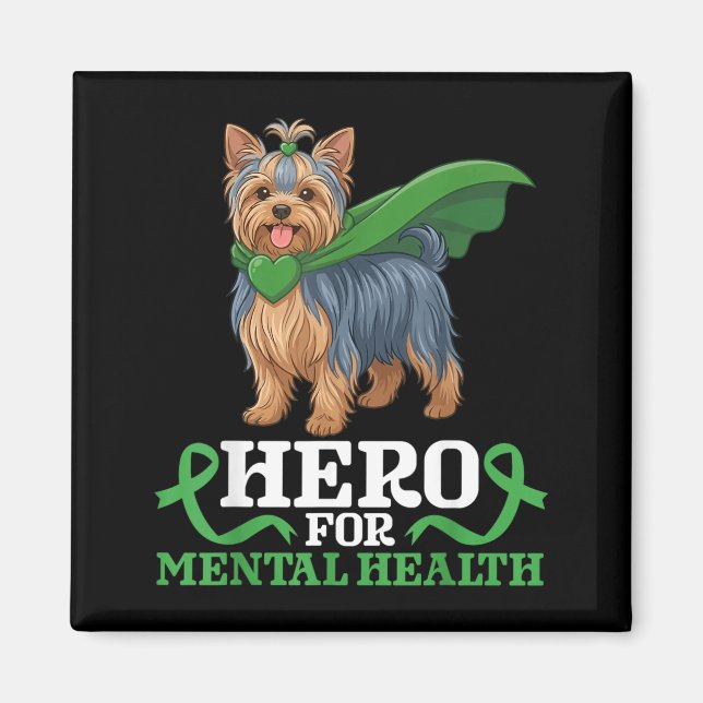 Imán Yorkshire Terrier perro héroe para la salud mental (Frente)