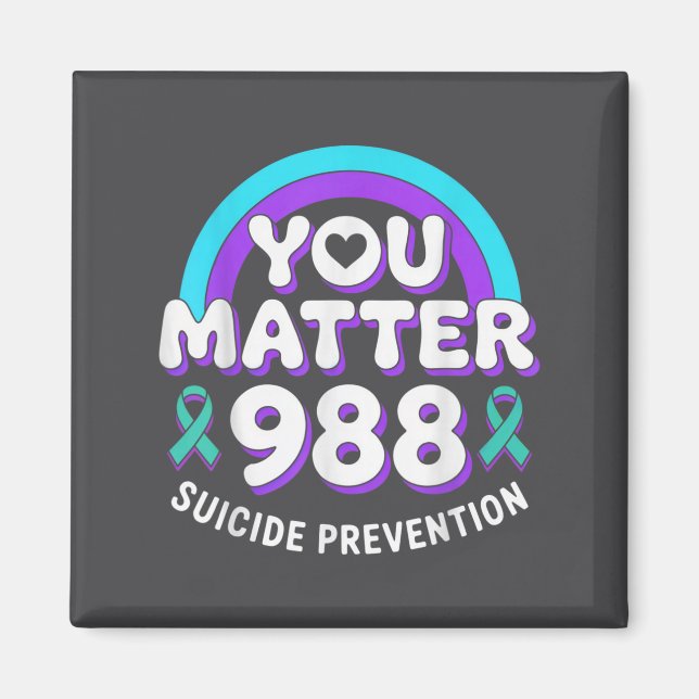 Imán You 988 Suicide Prevention Awareness Rainbow Ribbo (Frente)