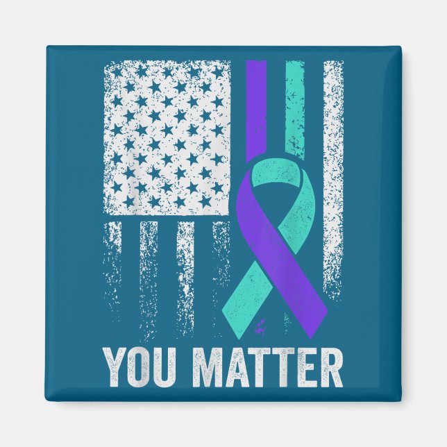 Imán You American Flag Teal Purple Men Mental Health  (Frente)