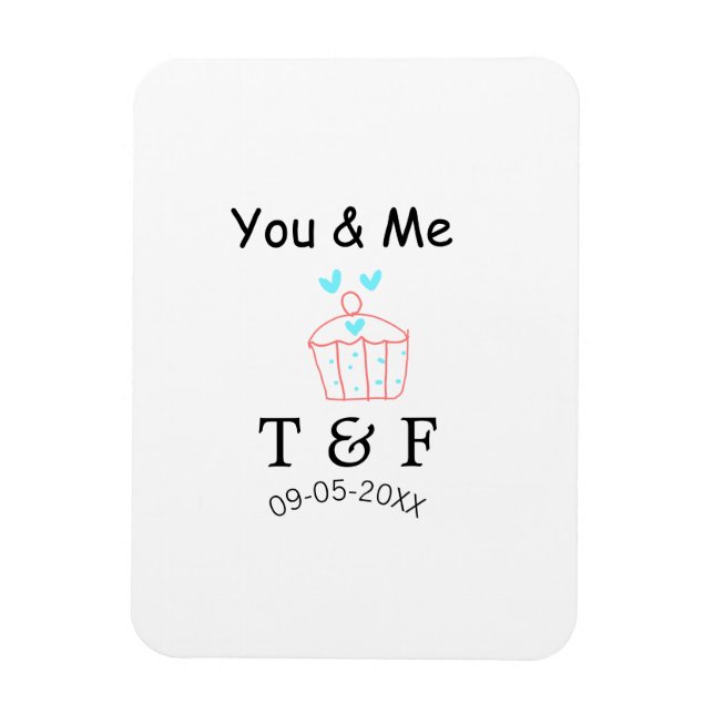 Imán You and me love cup cake red valentine's day name  (Vertical)