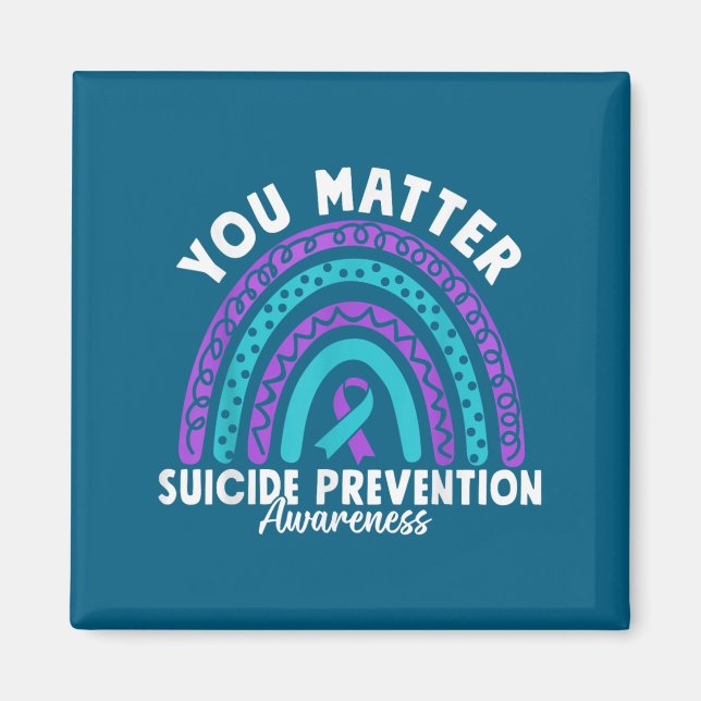 Imán You Suicide Prevention Awareness Teal &amp; Purple (Frente)