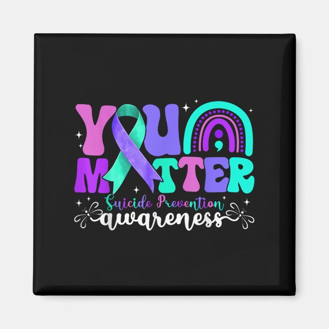 Imán You Suicide Prevention Awareness Teal &amp; Purple (Frente)