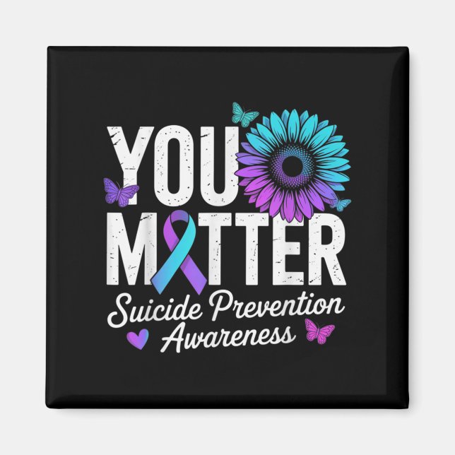 Imán You Suicide Prevention Awareness Teal &amp; Purple (Frente)