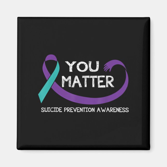 Imán You Suicide Prevention Awareness Teal Purple Hand  (Frente)