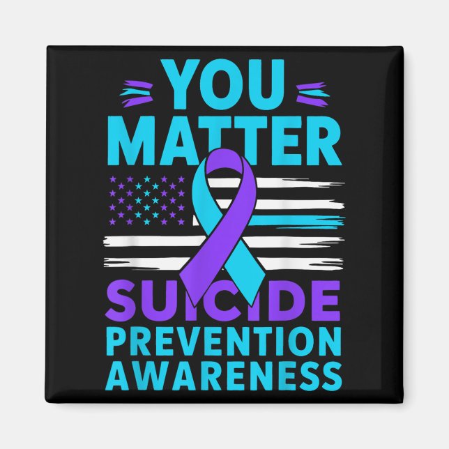 Imán You Suicide Prevention Awareness Teal Purple Ribbo (Frente)