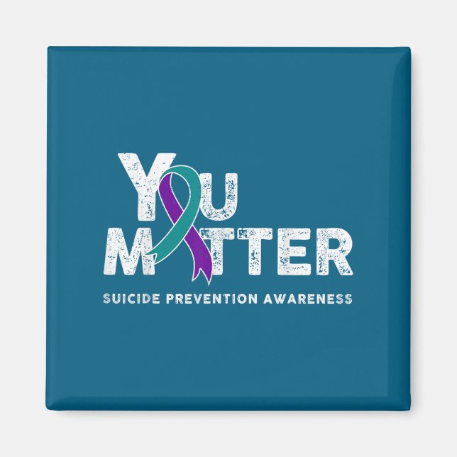 Imán You Suicide Prevention Month Gift Teal Purple Ribb (Frente)