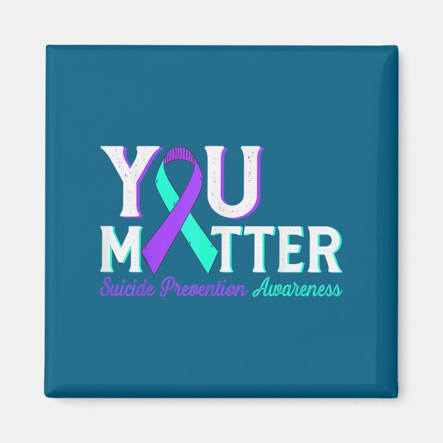 Imán You Suicide Prevention Teal &amp; Purple Awareness (Frente)