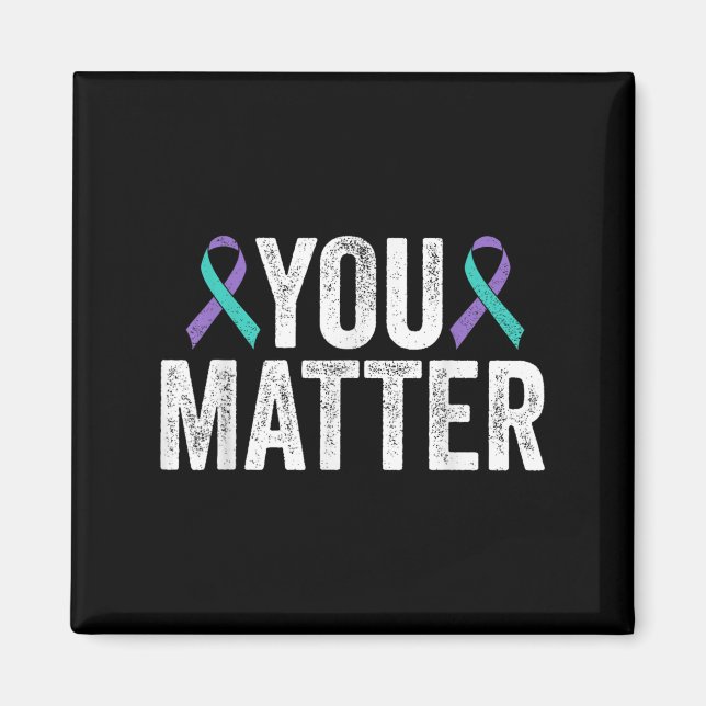 Imán You - Suicide Prevention Teal Purple Awareness Rib (Frente)