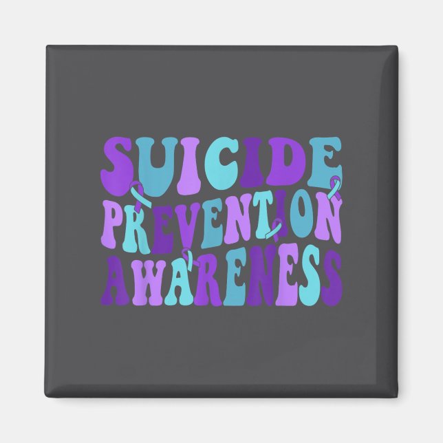 Imán You Suicide Prevention Teal Purple Awareness Ribbo (Frente)