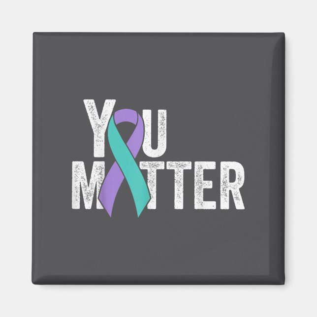 Imán You Suicide Prevention Teal Purple Awareness Ribbo (Frente)
