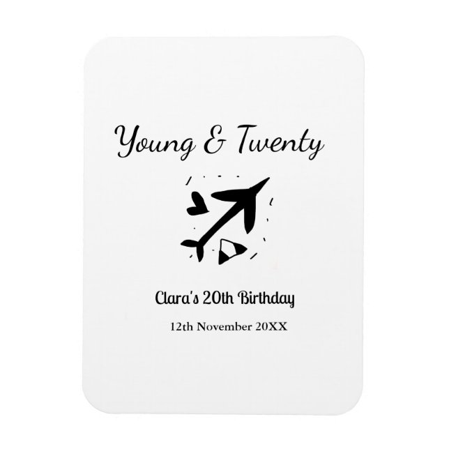 Imán Young and twenty adventure happy birthday add name (Vertical)