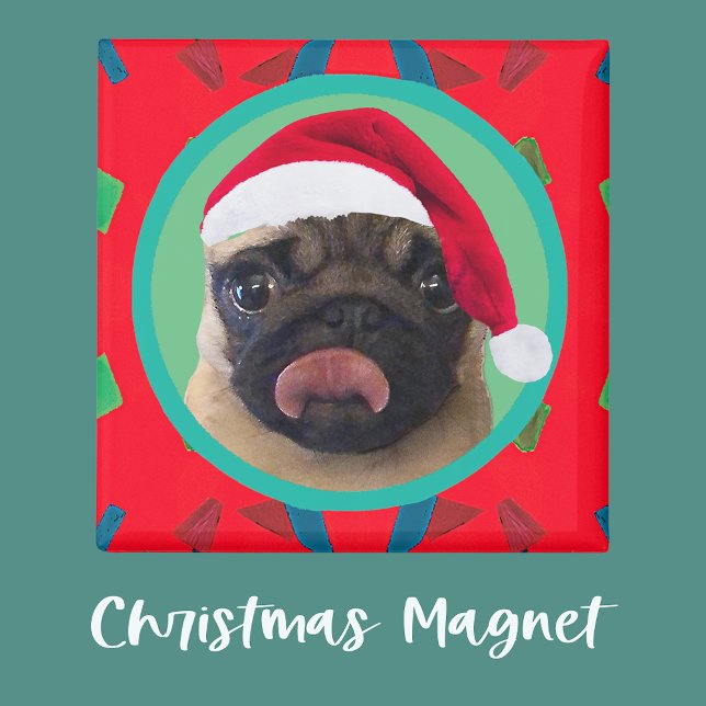 Imán Your Dog Photo-Add Our Santa Hat-Holiday Green Red (Subido por el creador)