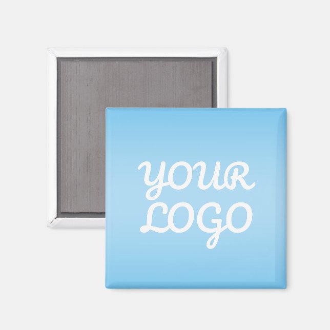 Imán Your Logo & Modern Simple Ombre | Light Blue (Anverso/Reverso)