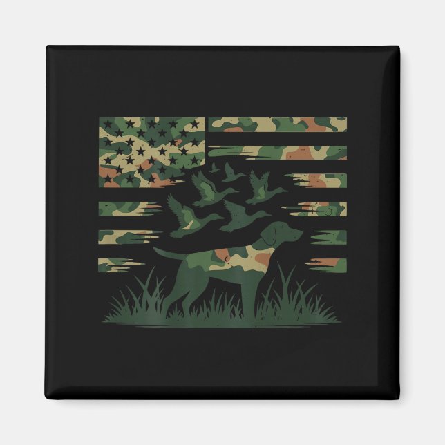 Imán Youth Camo Mallard Duck Hunting Dog Camouflage Ame (Frente)