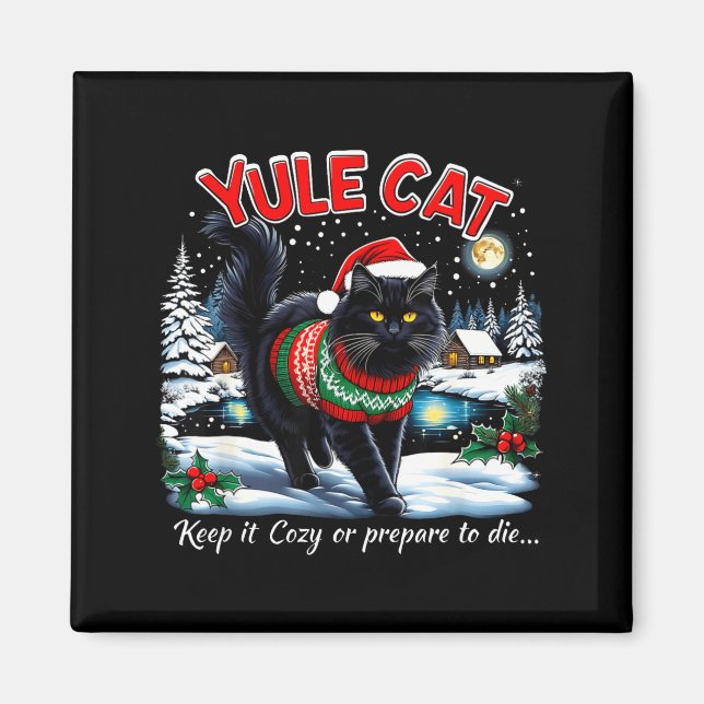 Imán Yule Cat Keep It Cozy Funny Christmas Quote  (Frente)