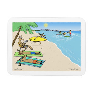 Imán Yule Tide - Santa y Reindeer Beach Vacaciones