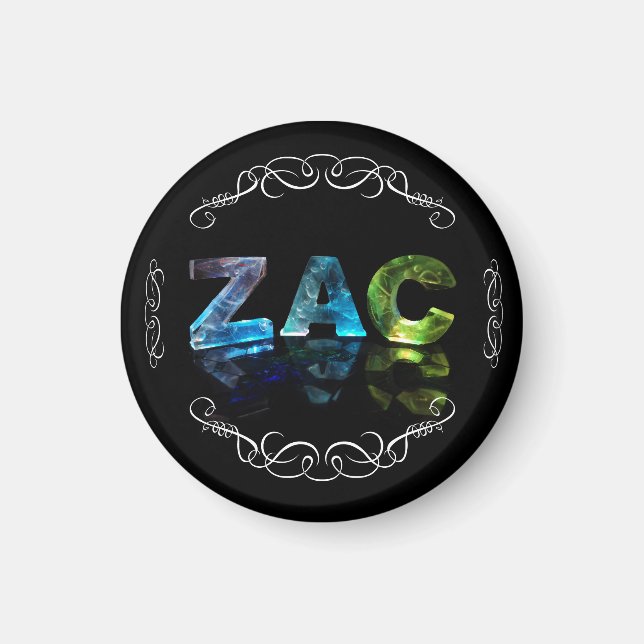 Imán Zac - El nombre Zac en luces 3D (fotografía) (Frente)