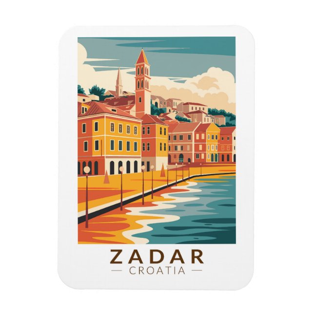 Imán Zadar Croacia Ilustracion Viaje de arte (Vertical)