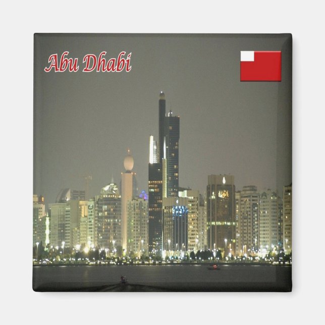 Imán zAE063 ABU DHABI, panorama, Emiratos Árabes Unidos (Frente)