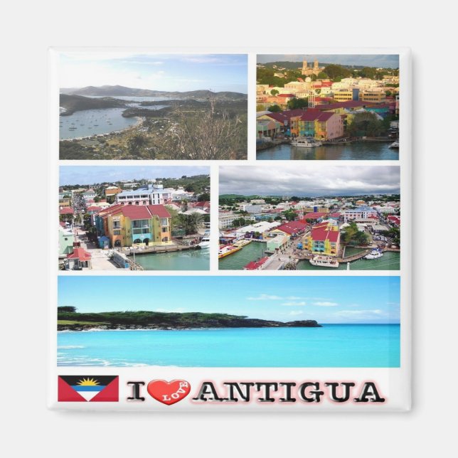 Imán zAG004 ANTIGUA I Love, Mosaic, Fridge (Frente)