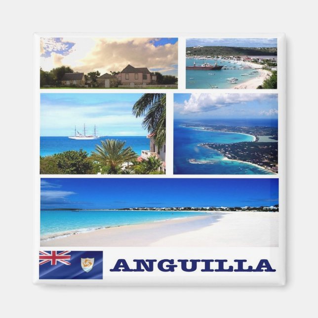 Imán zAI003 ANGUILLA, Mosaic, América, Fridge (Frente)