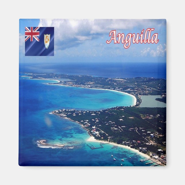 Imán zAI007 ANGUILLA, vista aérea, nevera (Frente)