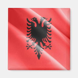 Imán ZAL002 BANDERA albanesa ondulada, Albania, Fridge