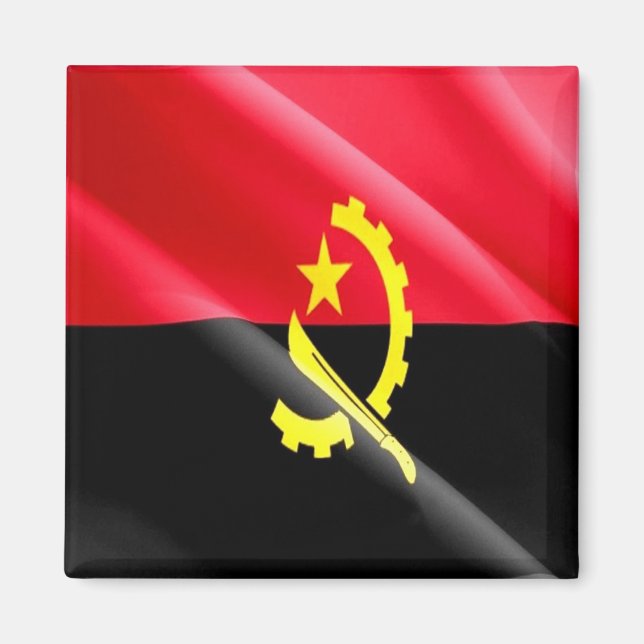 Imán zAO002 ANGOLA WAVING FLAG, África, Fridge (Frente)