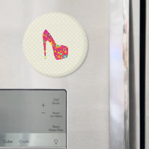 Imán Zapato alto, flores - Azul amarillo rojo