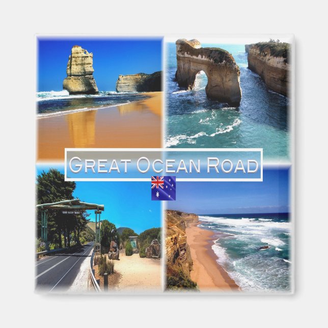 Imán zAU009 GREAT OCEAN ROAD, Mosaic, Australia, Fridge (Frente)
