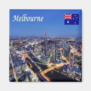 Imán zAU061 MELBOURNE por Night, Australia, Fridge