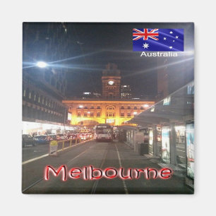 Imán zAU063 MELBOURNE Por Noche, Australia, Fridge