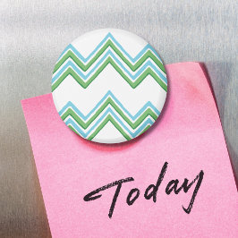 Imán Zaza Chevron Wave in Green and Aqua Magnet