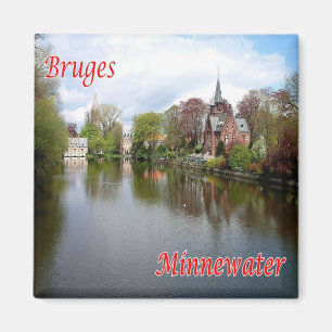 Imán zBE036 BRUGES Minnewaterl, Bélgica, Fridge