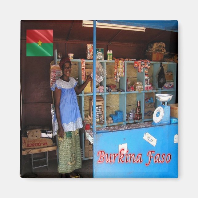 Imán zBF014 BURKINA FASO, tienda burkinesa, África, Fri (Frente)