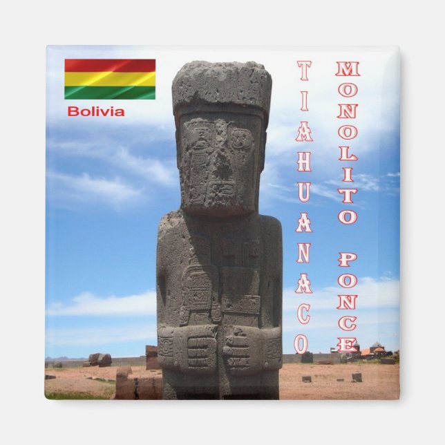 Imán zBO006 TIAHUANACO, Ponce Monolith, Bolivia, Fridge (Frente)