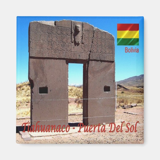 Imán zBO012 TIAHUANACO, Sun Door, Bolivia, Fridge (Frente)