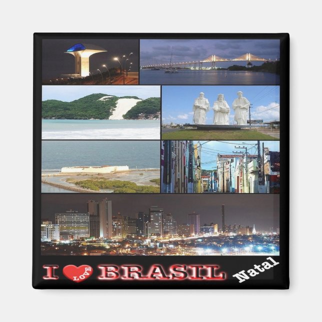 Imán zBR030 BRASIL I Love, Natal, Mosaic, Fridge (Frente)