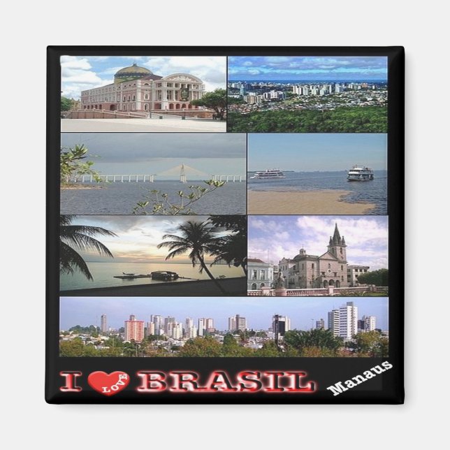 Imán zBR033 BRZIL I Love, Mosaic, Manaus, Fridge (Frente)