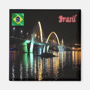 Imán zBR044 BRASILIA,JK Bridge by Night, Brasil, Fridge