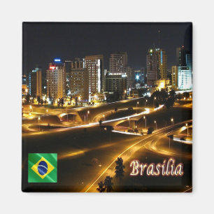 Imán zBR048 BRASILIA Por Noche, Brasil, América, Fridge