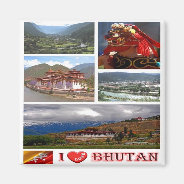 Imán zBT007 I Love BHUTAN, Asia, Fridge (Frente)