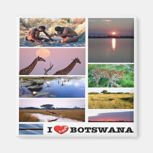 Imán zBW003 BOTSWANA I LOVE, Mosaic, Africa, Fridge