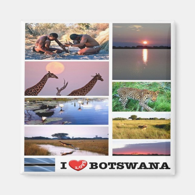 Imán zBW003 BOTSWANA I LOVE, Mosaic, Africa, Fridge (Frente)